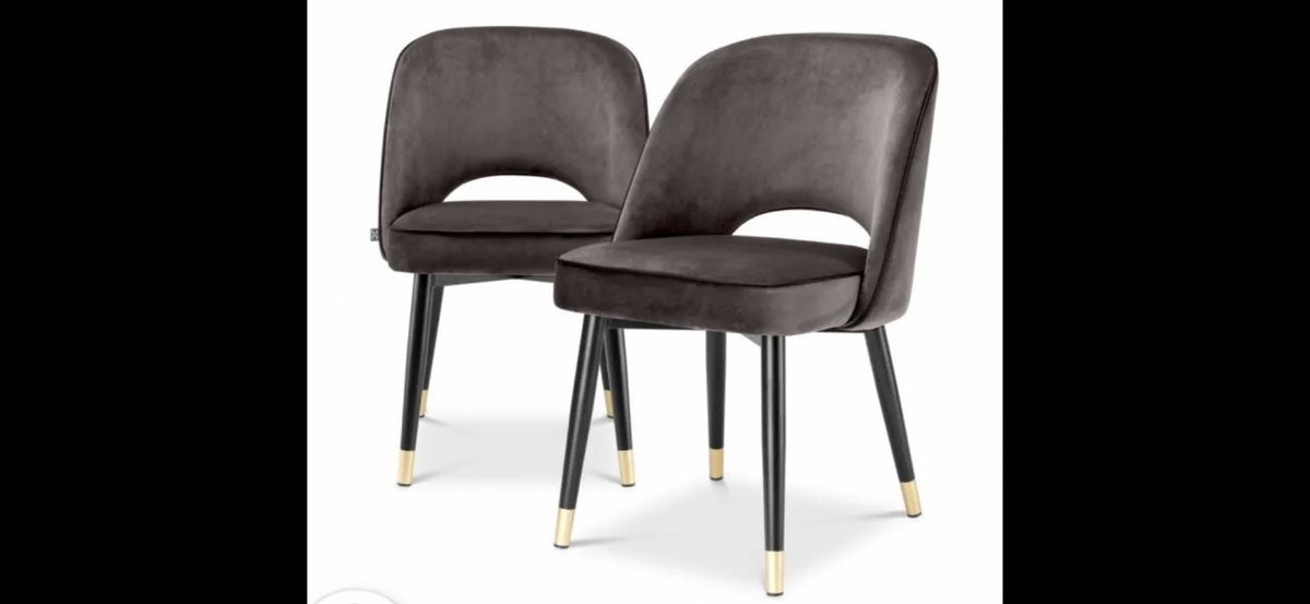 Dining Chair Cliff set of 2 grey velvet