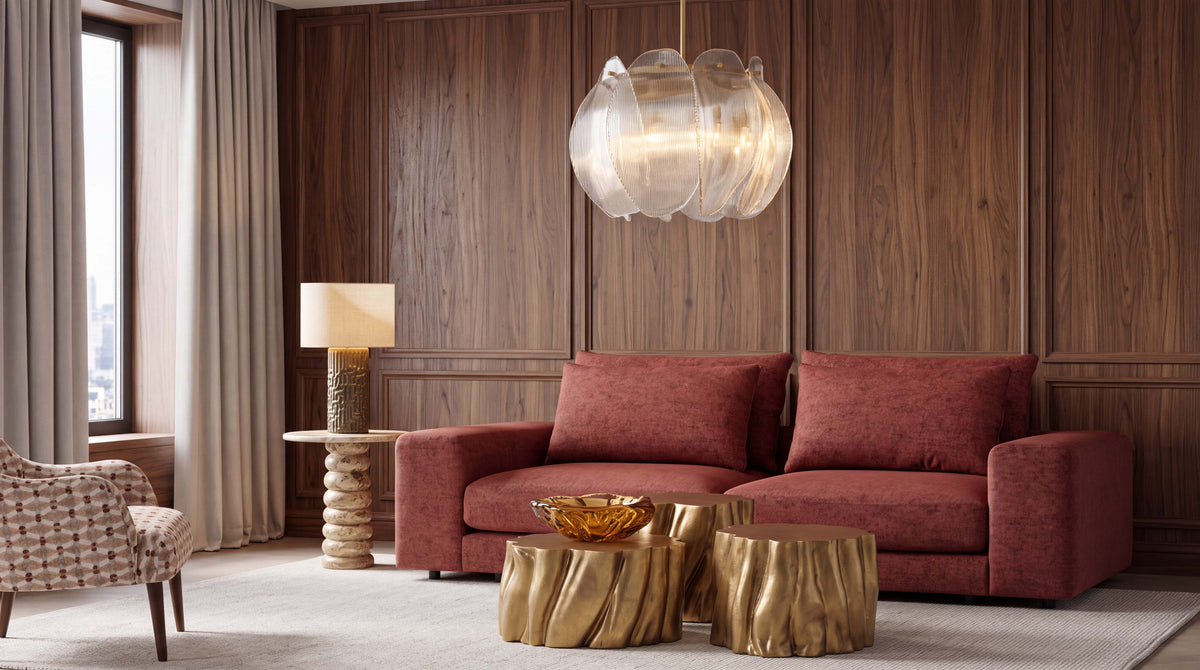 Eichholtz Atelier Lounge mit Sofa und Kronleuchter