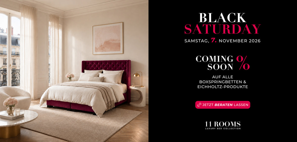 Black Saturday am 7. November 2026 – Coming soon: Rabatt auf alle Boxspringbetten und Eichholtz-Produkte