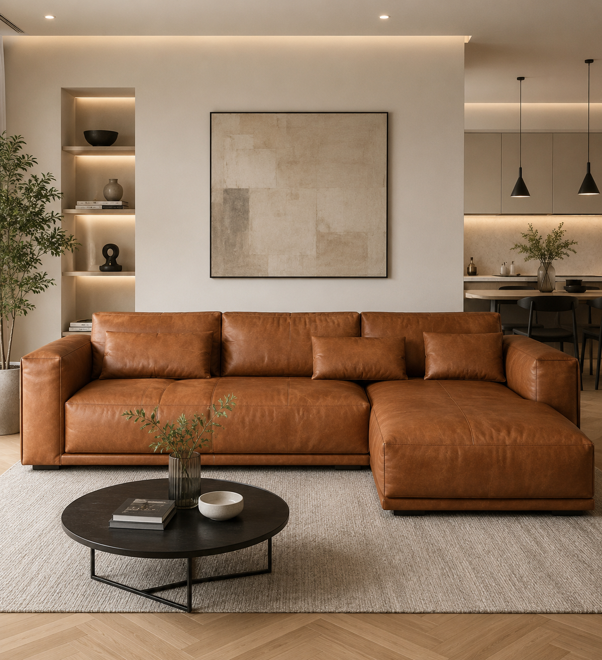 Freistil Sofa 136 Ausstellungsstück in Farbe Cognac Echtleder