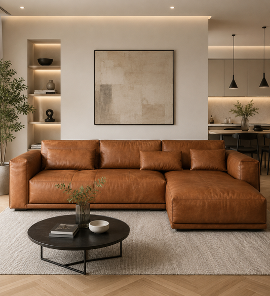 Freistil Sofa 136 Ausstellungsstück in Farbe Cognac Echtleder