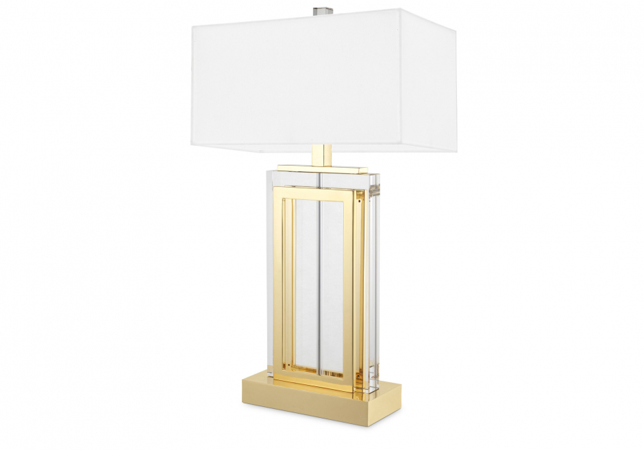 Nachttischlampe Arlington Kristall Gold Weiß