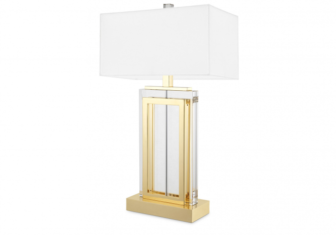 Nachttischlampe Arlington Kristall Gold Weiß